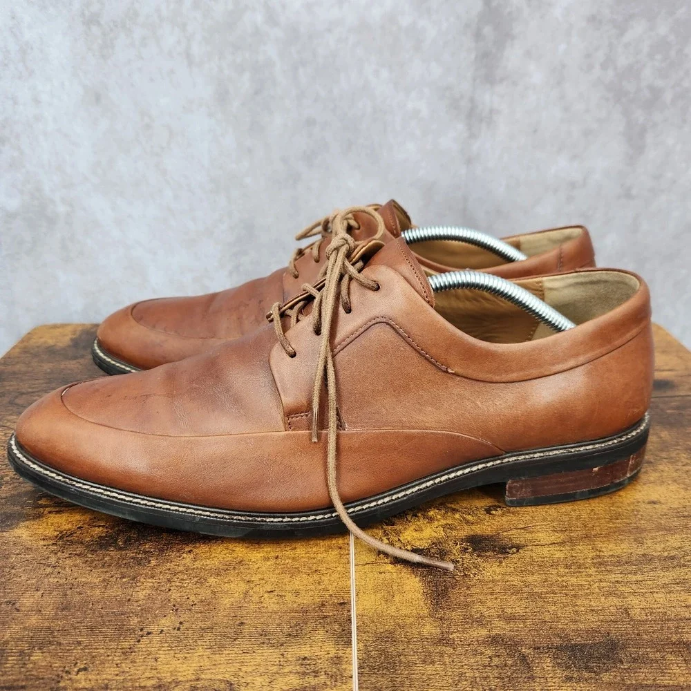 Cole Haan Warren Oxford Shoes Mens 11.5 M‎  Brown Leather Apron Toe Derby Shoes